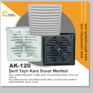 AK-120 ŞERİT YAYLI KARE DUVAR MENFEZİ